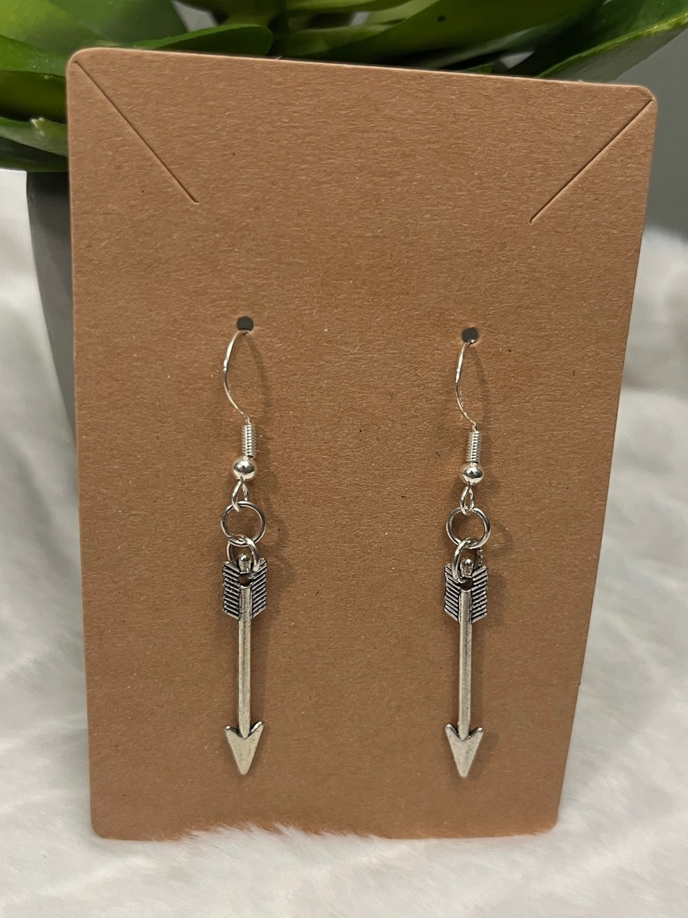 Silver Arrow Dangle Drop Earrings Archery Jewelry REN Faire
